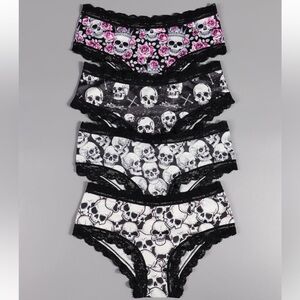 NWT No Label Size XL Gothic Halloween Underwear Set, 4-Pack Women's Lace Briefs